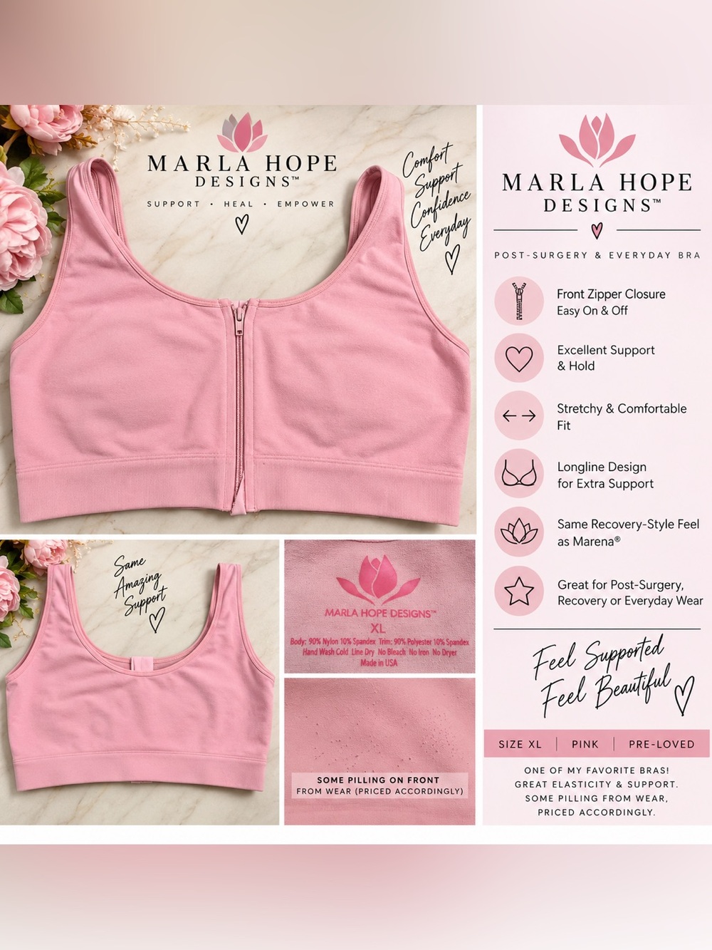 π©· Marla Hope Designsβ’ Post-Surgery Recovery Bra XL